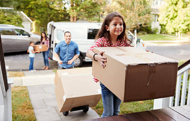 Family unpacking van large