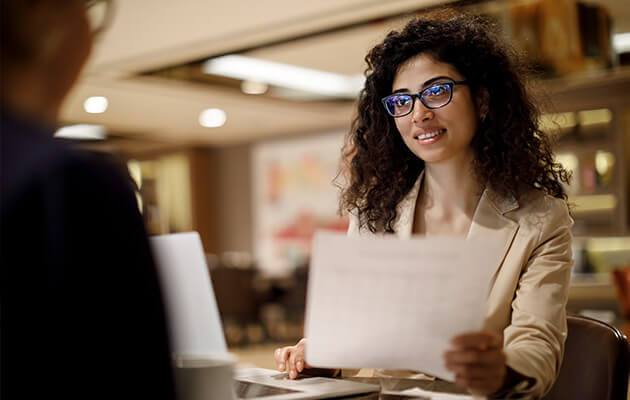 businesswoman paperwork meeting large
