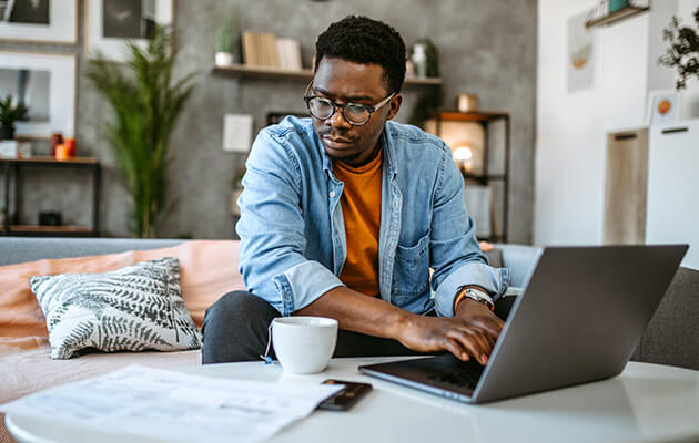 man reviewing finances large