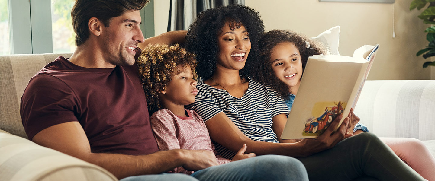 family couch reading hero