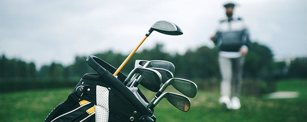 Medium Golf Clubs In Bag On Golf Course