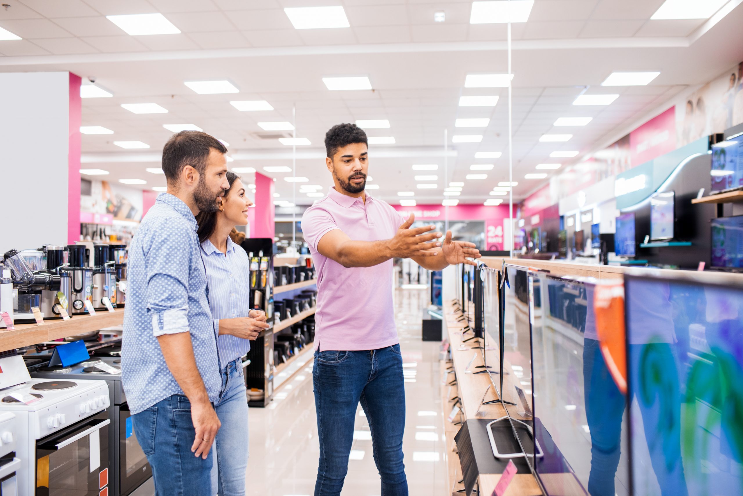 Hero Couple Assisted Buying Tvs Electronics Store