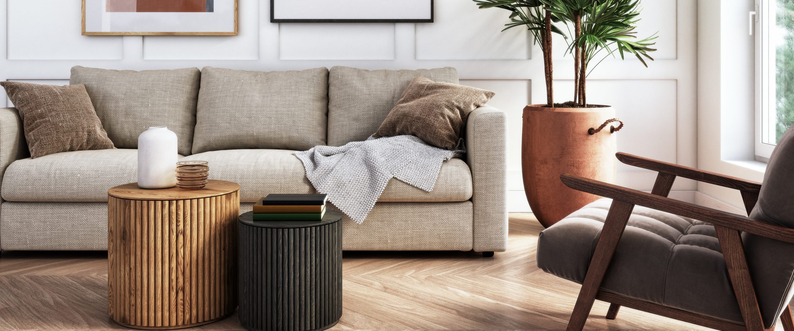 Modern living room interior - 3d render
