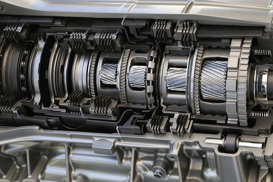 Cutaway of planetary gears inside of an automatic transmission.